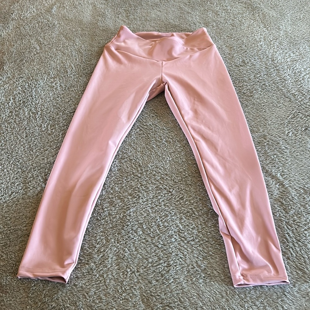 Shein ezwear women’s solid pink V high waist leggings